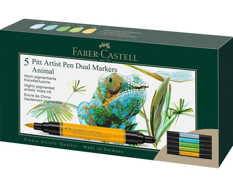 Faber Castell Pitt Artist Dual Brush Marker Set Animal 5pc
