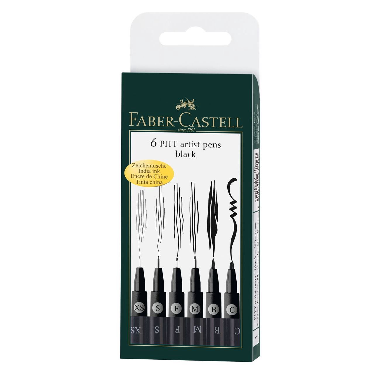 Faber Castell Pitt Artist Black Pen Set of 6
