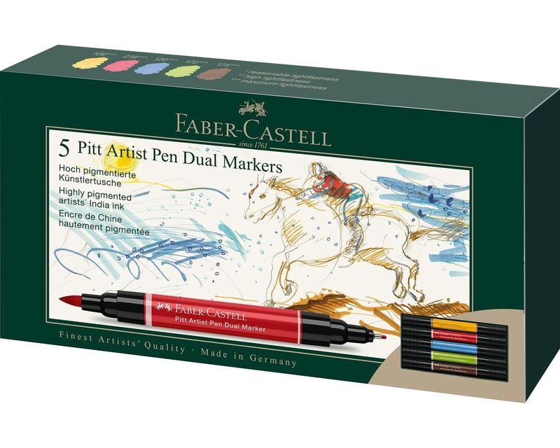 Faber Castell Pitt Artist Dual Brush Marker Set 5pc