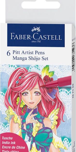 Faber Castell Pitt Artist Manga Shojo Pen Set of 6