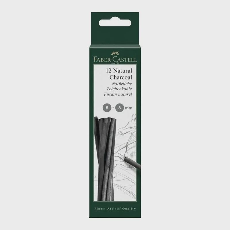 Faber-Castell Natural Charcoal Sticks 5–8 mm 12 Piece