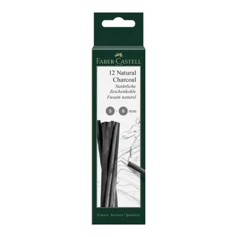 Faber-Castell Natural Charcoal Sticks 5–8 mm 12 Piece