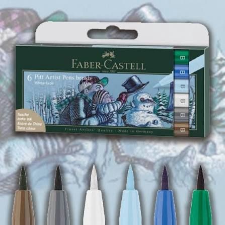 Faber Castell Pitt Artist Winterlude  Pen Set of 6