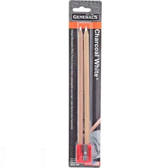 General Pencil Charcoal White 2pk