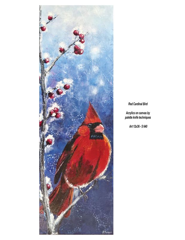 Red Cardinal Bird by Ahmad Touqani