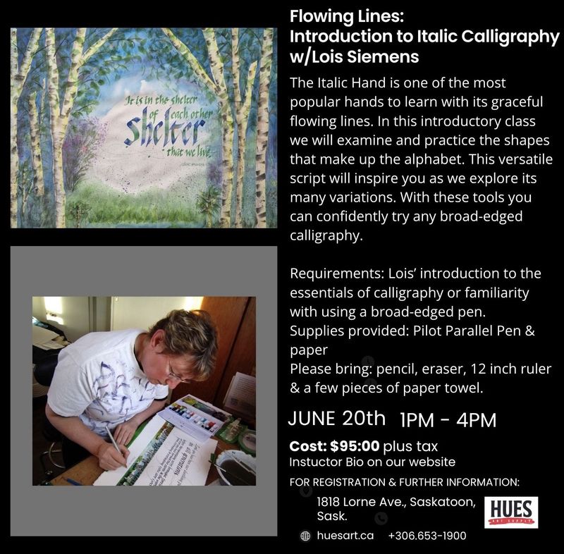 Flowing Lines Intro to Italic Calligraphy Workshop