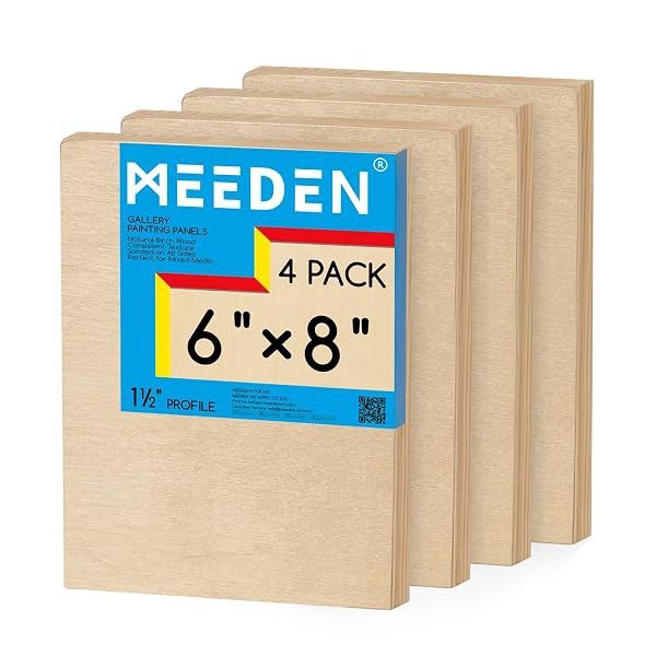 Meeden Gallery Wood Panel Pack 6 x 8 x 1 1/2 Inch 4 Pack