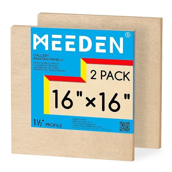 Meeden Gallery Wood Panel Pack 16 x 16 x 1 1/2 Inch 2 Pack