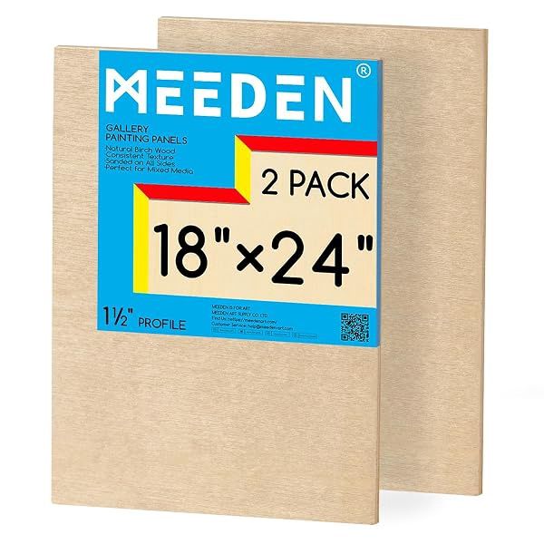 Meeden Gallery Wood Panel Pack 18 x 24 x 1 1/2 Inch 2 Pack
