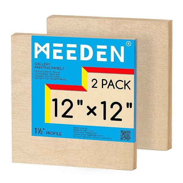 Meeden Gallery Wood Panel Pack 12 x 12 x 1 1/2 Inch 2 Pack