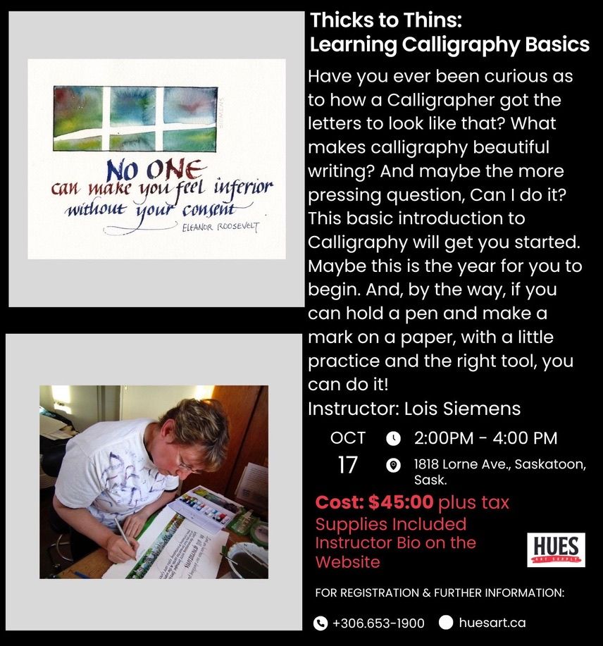 Oct 17 Thick to Thins Calligraphy Sampler Lois Siemans