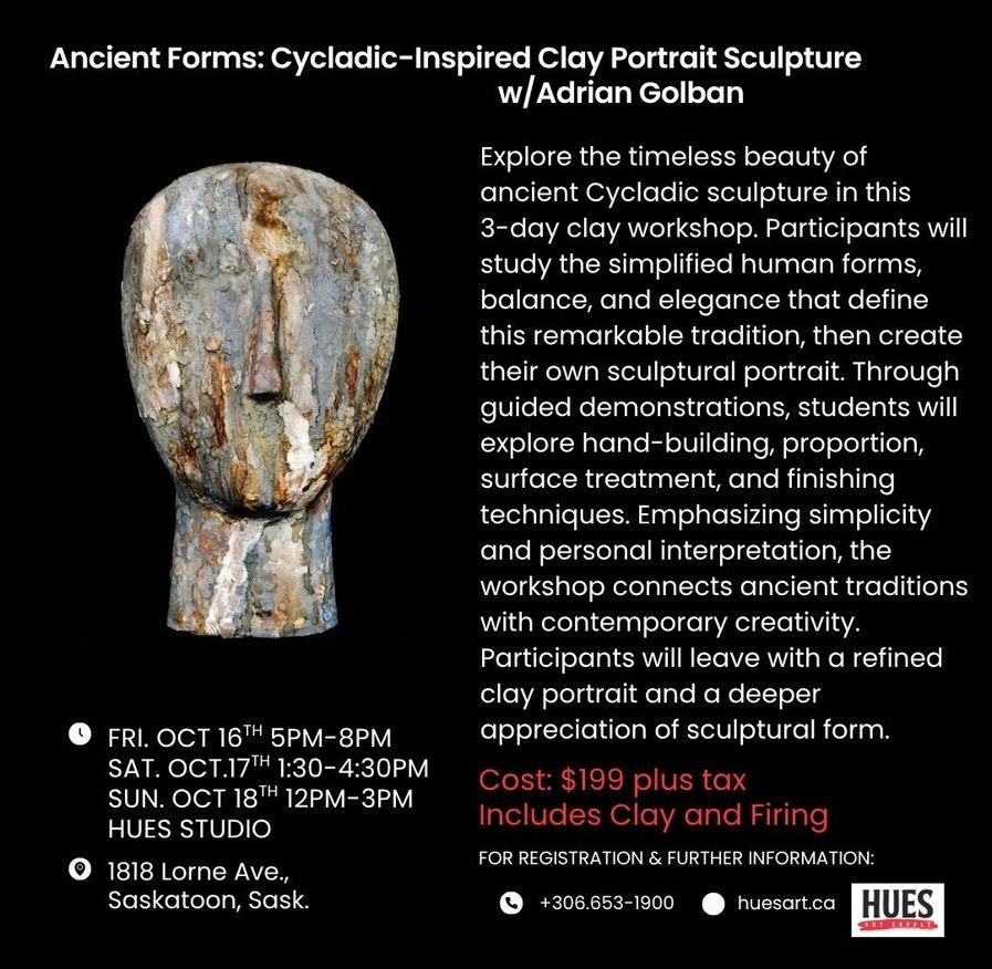 Ancient Forms: Cycladic-Inspired Clay Portrait Sculpture A. Golban