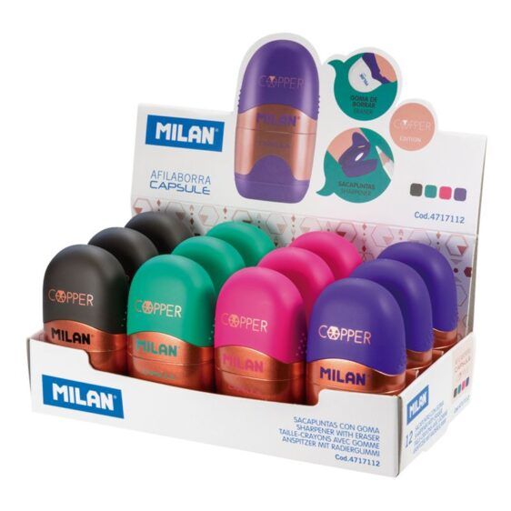 Milan Copper Capsule Sharpener with Eraser – 1 Hole