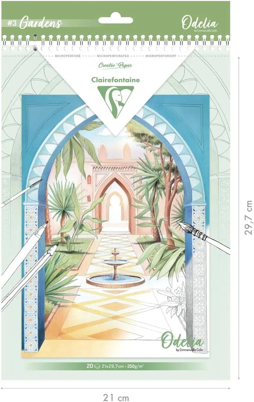 Clairefontaine Odelia Gardens Mixed Media Colouring Pad – A4