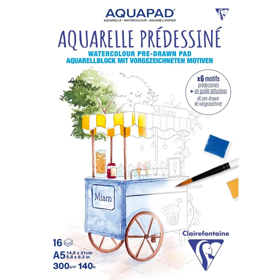 Clairefontaine Aquapad Gourmet Pre-Drawn Watercolour Pad – A5