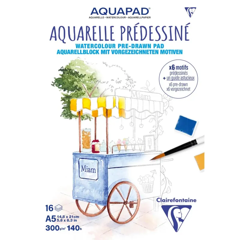Clairefontaine Aquapad Gourmet Pre-Drawn Watercolour Pad – A5