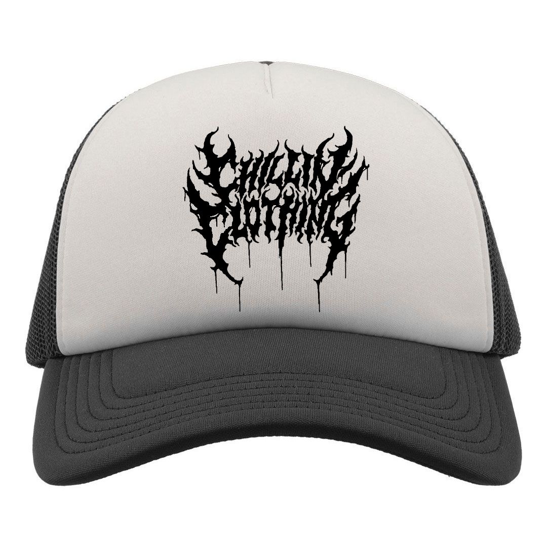 &quot;Death Metal Logo &quot; Trucker Hat White / Black