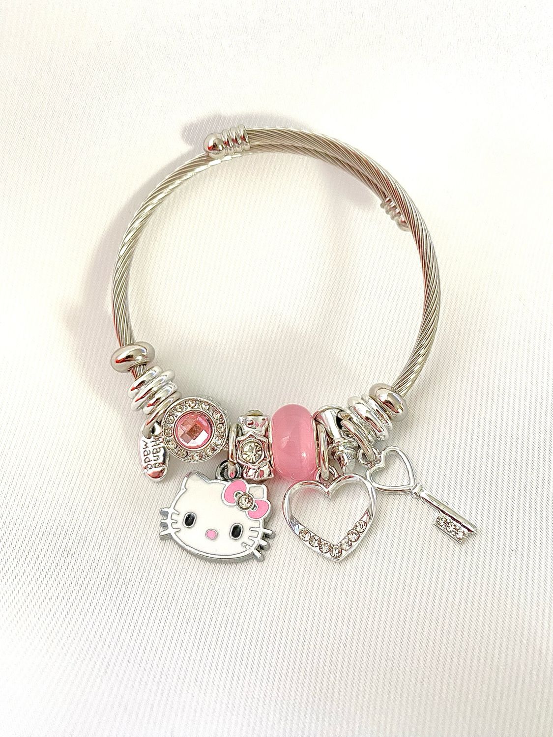 HeIIo Kitty Pink Charm Bangle Bracelet
