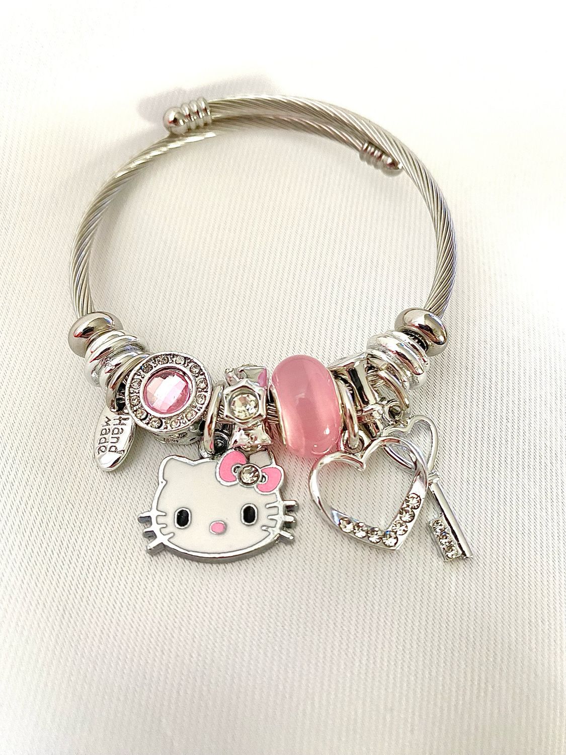 HeIIo Kitty Pink Charm Bangle Bracelet