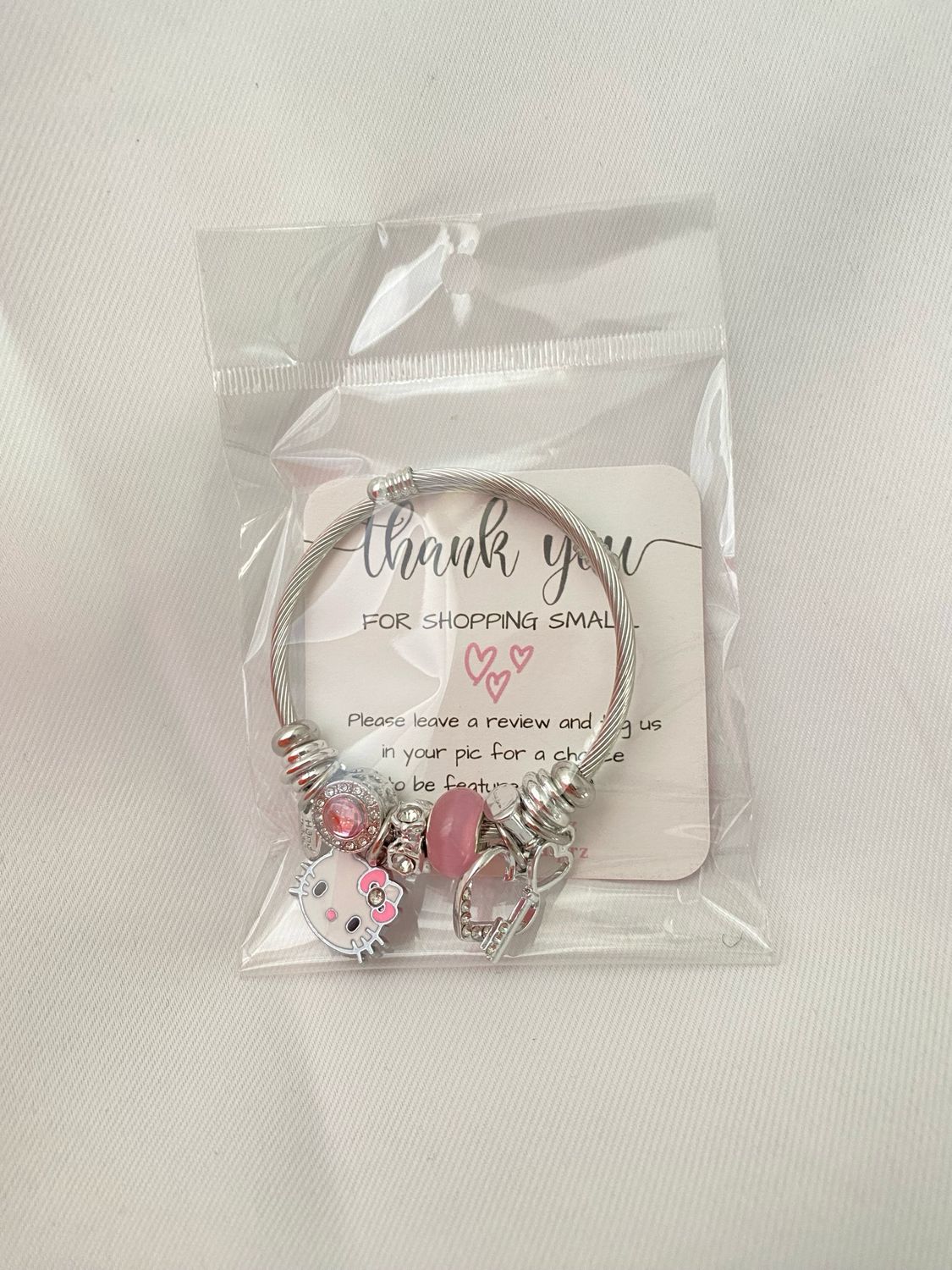 HeIIo Kitty Pink Charm Bangle Bracelet