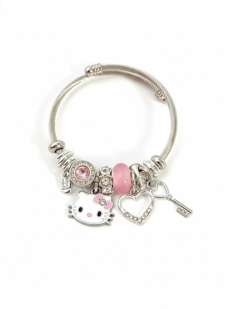HeIIo Kitty Pink Charm Bangle Bracelet