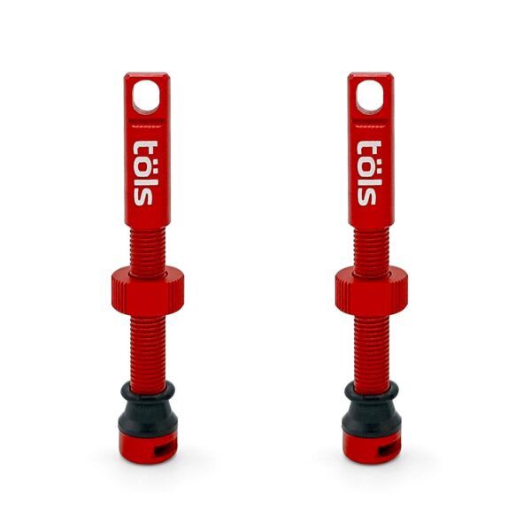 TÖLS TUBELESS ALUMINIUM PRESTA VALVES KIT 44 MM MATE RED