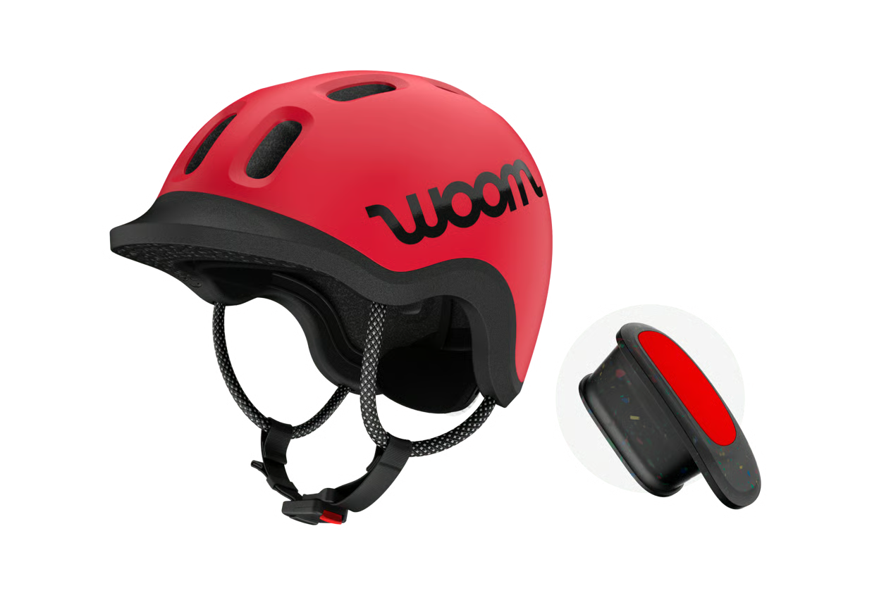 woom Kids Helmet, Size: 46–50 cm (XS), 系列: 包含尾燈 Rear light included, Color: woom red 經典紅