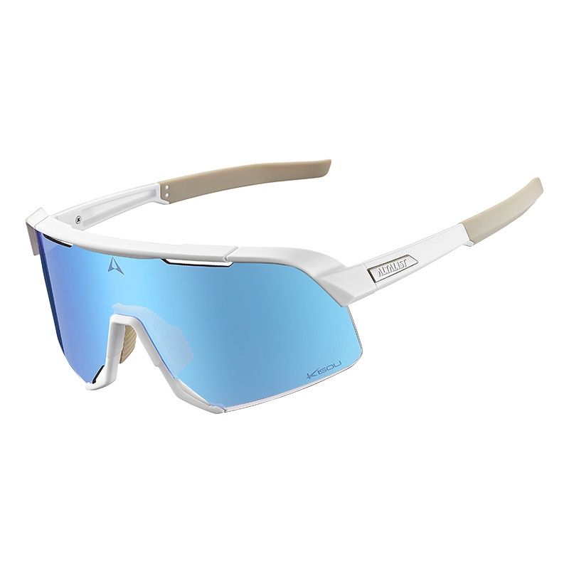 ALTALIST Photochromic Sports Sunglasses, Frame Color: 白框, Lens Colors: 藍鏡
