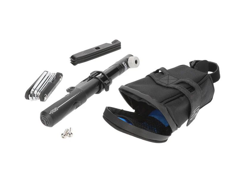 PRO Saddle Bag + 10F Mini-tool + Hand Pump +Levers Set, Colour: 黑色