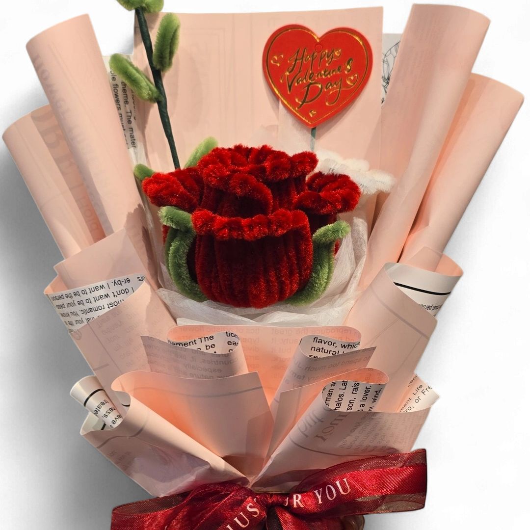 Bouquet, Size: Small - One Rose - Pink