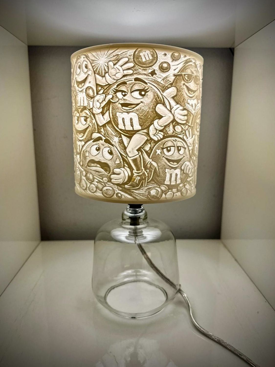 M&amp;M’s Candy 3D Printed Lithophane Lamp (Glass Base)