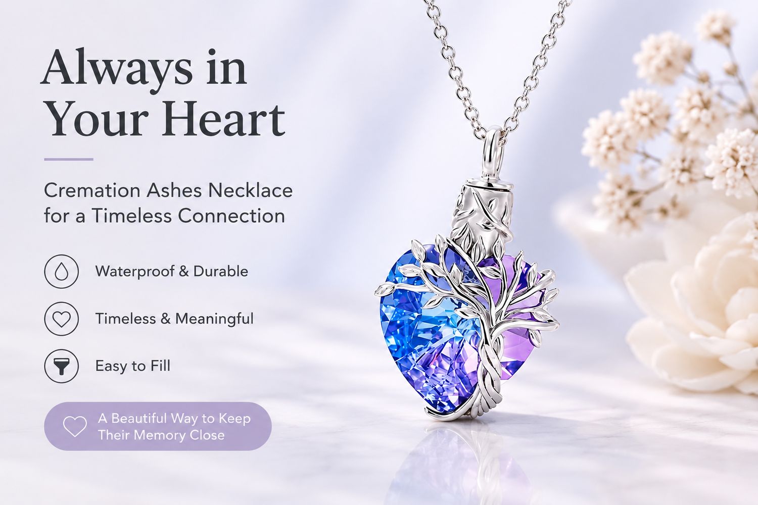 Tree of life ashes necklace