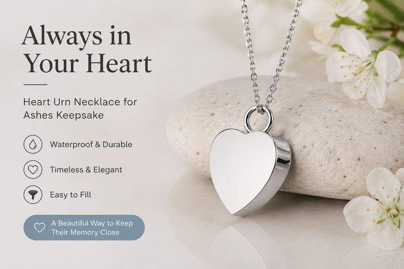 Heart shaped ashes pendant necklace