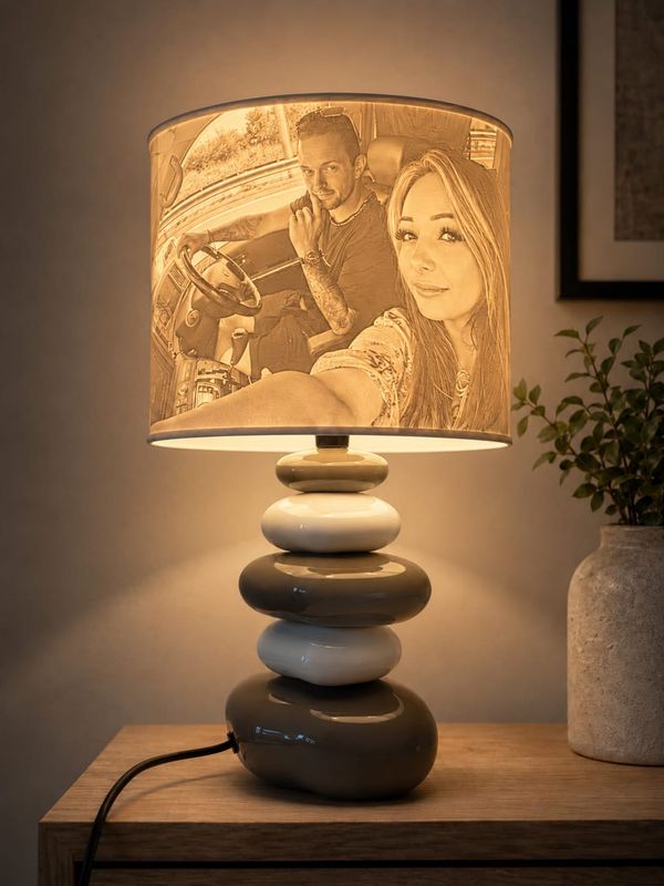 Memorial Photo Lamp (Pebble Base)