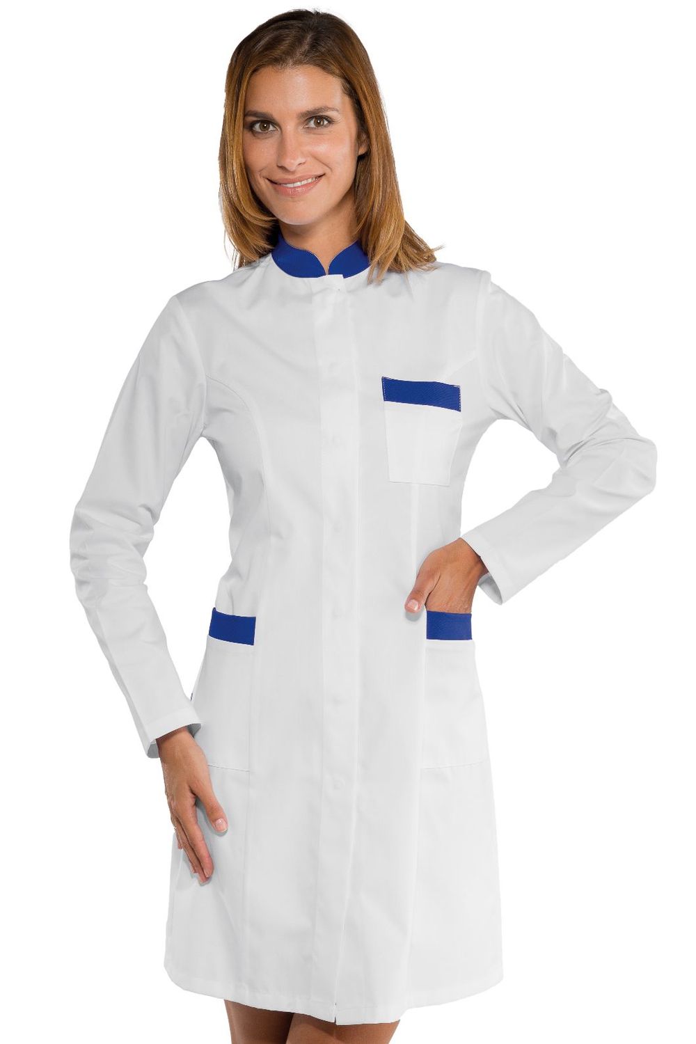 Camice Catalina, taglia: S, Colore: Bianco + Blu Cina / 65% Poliestere - 35% Cotone / 195 gr