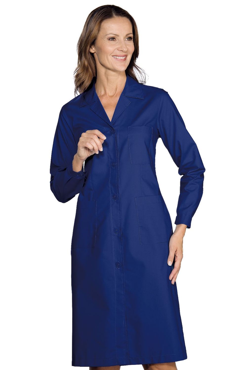 Camice Donna Manica Lunga, taglia: S, Colore: Blu / 65% Poliestere - 35% Cotone / 125 gr