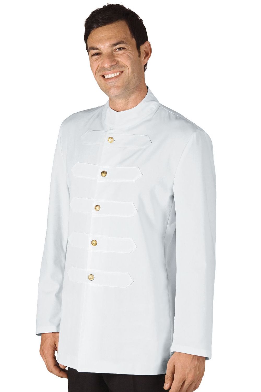 Giacca Coreana con Alamari, taglia: S, Colore: Bianco / 100% Poliestere / 220 gr