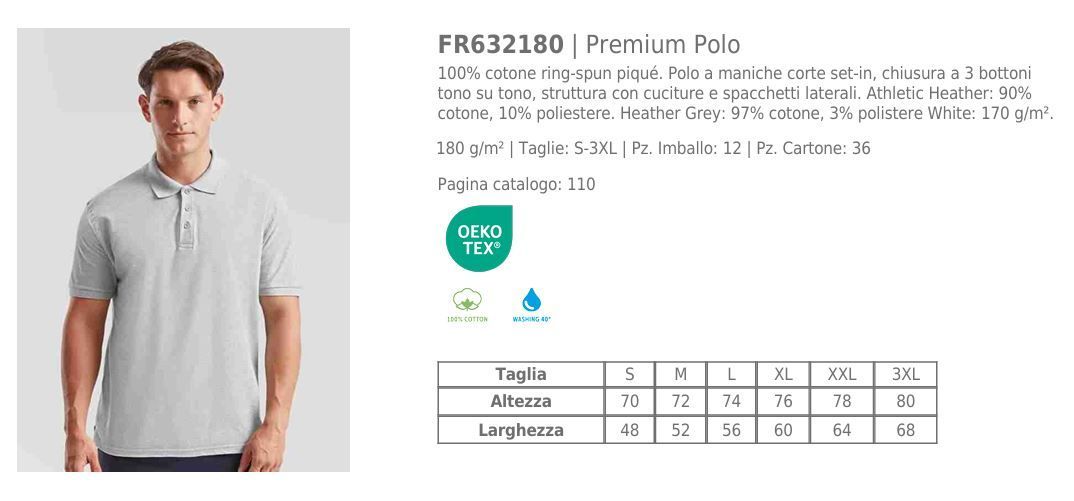 Polo Premium Unisex Manica Corta Fruit Of The Loom