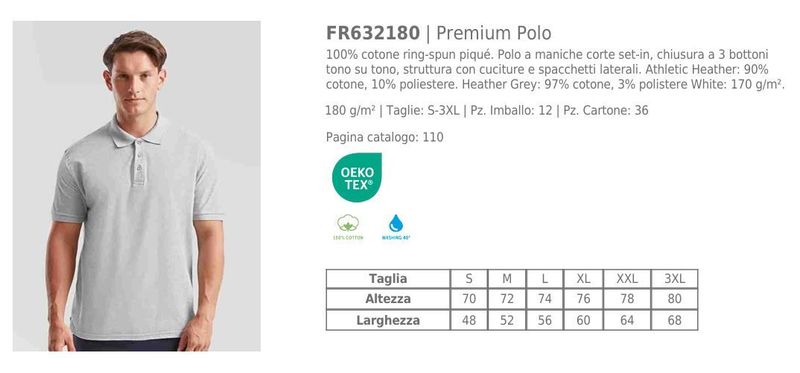 Polo Premium Unisex Manica Corta Fruit Of The Loom