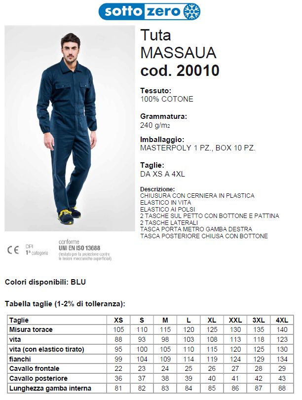 Tuta Cotone Massaua Blu