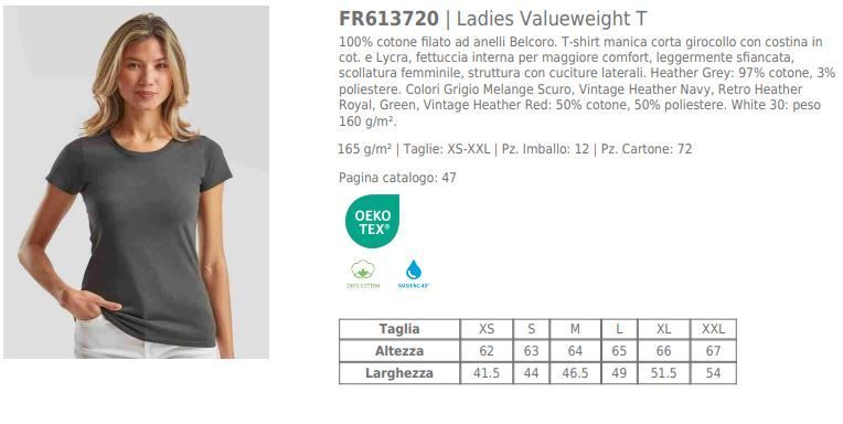 T-shirt Donna Girocollo Manica Corta Fruit Of The Loom