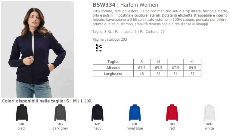 Felpa Harlem Donna Zip Intera S/Cappuccio Black Spider Felpa Harlem Donna Zip Intera S/Cappuccio Black Spider