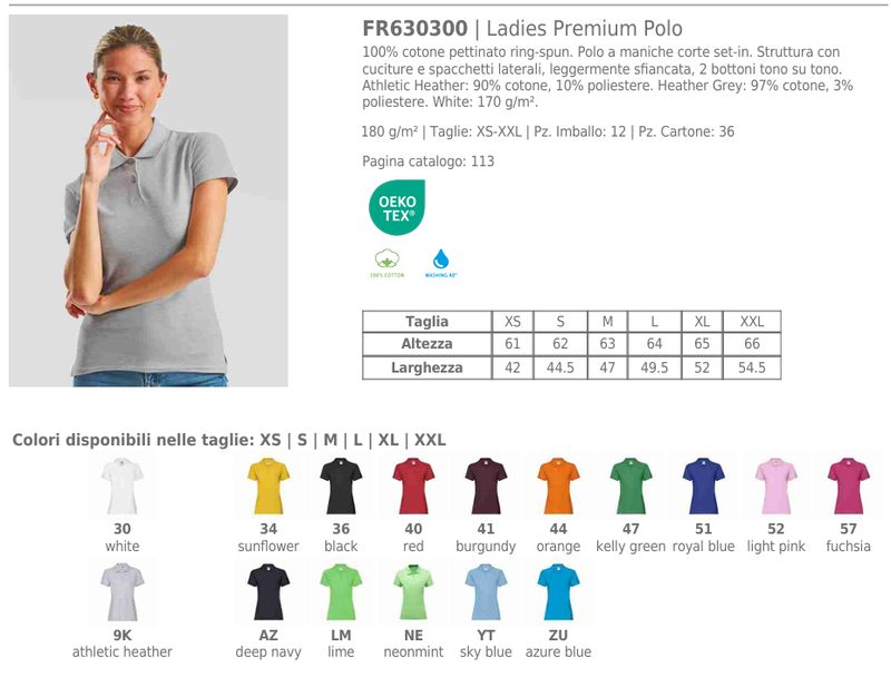 Polo Premium Donna Manica Corta Fruit Of The Loom Polo Premium Donna Manica Corta Fruit Of The Loom
