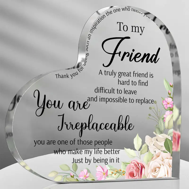2D HEART - SHAPED ACRYLIC FRIENDSHIP PLAQUE