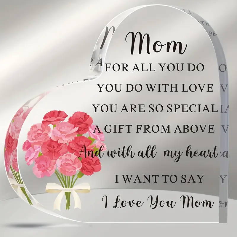 ​HEARTFELT MOM GIFT - 2D FLAT ACRYLIC HEART PLAQUE