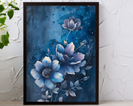 FLOWER WALL ART WITH BLACK PICTURE FRAME