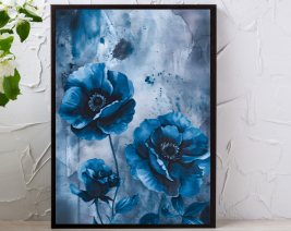 FLOWER WALL ART WITH BLACK PICTURE FRAME