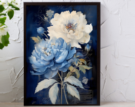 FLOWER WALL ART WITH BLACK PICTURE FRAME