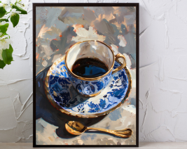CUP OF COFFEE OIL PAINTING WALL ART