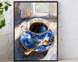 CUP OF COFFEE OIL PAINTING WALL ART